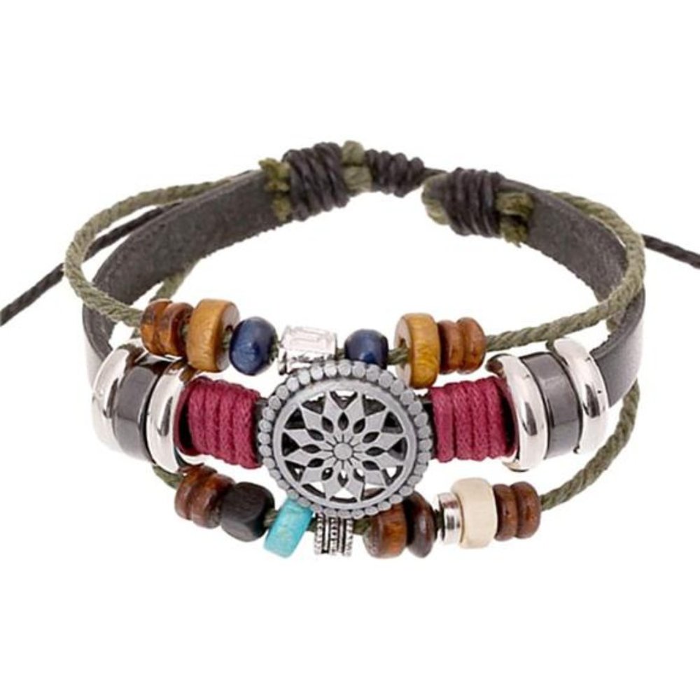 Bohemia Wind Beaded Multilayer Hand Woven Bracelet Leather - Picture 1 of 6